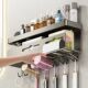 Toilet toothbrush holder brush cup storage rack without punching integrated wall-mounted multi-functional tissue hair dryer storage