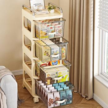 Drawer storage cabinet household multi-functional movable multi-layer storage cabinet bedroom cart cream-style storage rack
