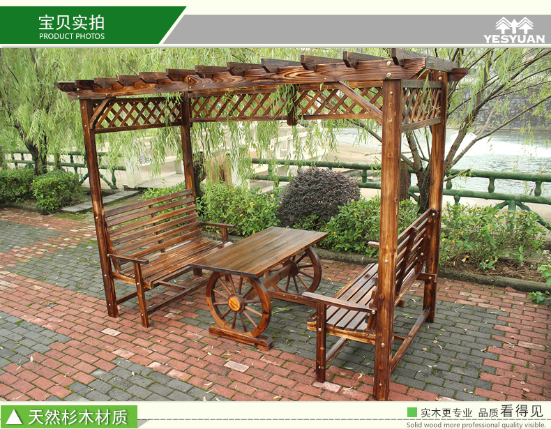 Yisenyuan nho giá chống ăn mòn nhà gỗ gazebo gỗ rắn hoa đứng đồ gỗ ngoài trời vườn bảng và ghế vườn leo nho