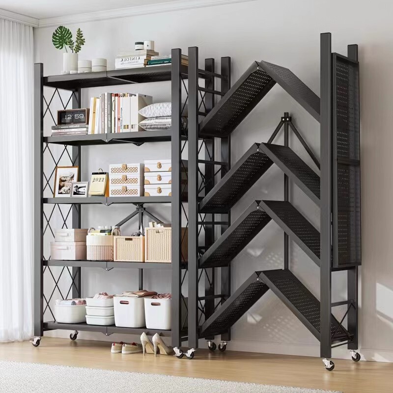 Installation-Free Kitchen Storage Rack, Floor-Standing Multi-Layer Household Folding Storage Rack, Shelf, Warehouse Display, Carbon Steel Sundries Rack Installation-Free Kitchen Storage Rack, Floor-Standing Multi-Layer Household Folding Storage Rack, Shelf, Warehouse Display, Carbon Steel Sundries Rack
