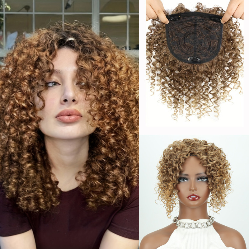 African Curly Hair Wigs for European and American Women, Fluffy and Natural High-Temperature Synthetic Fiber Hairpieces