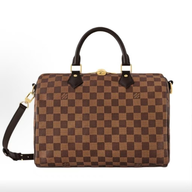 Lv Louis Vuitton High-End Luxury Brand 99% New Speedy30 Checkered Chip Model Women's Handbag Wz Lv Louis Vuitton High-End Luxury Brand 99% New Speedy30 Checkered Chip Model Women's Handbag Wz