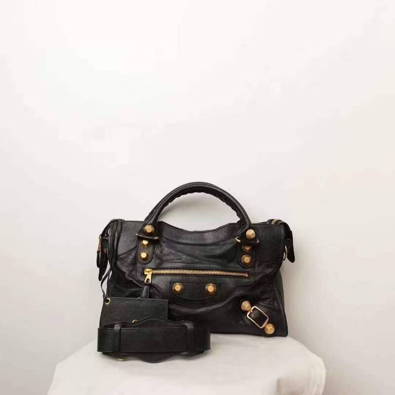 Balenciaga Paris Luxury Brand Le City Sheepskin Motorcycle Bag Handbag 99% New Wz