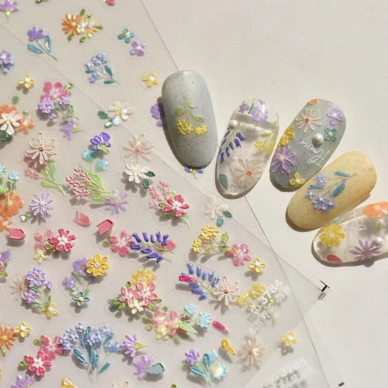 Xiaohongshu New Fresh Spring Wildflower Daisy Embossed Nail Stickers Camellia Oil Painting Simple Nail Stickers Xiaohongshu New Fresh Spring Wildflower Daisy Embossed Nail Stickers Camellia Oil Painting Simple Nail Stickers