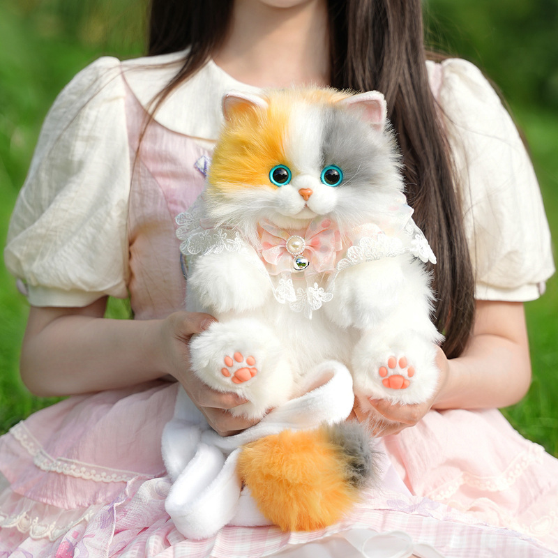 Simulated Calico Cat Backpack Doll, Kitten Bag, Plush Toy, High-End Children's Birthday Gift for Girls