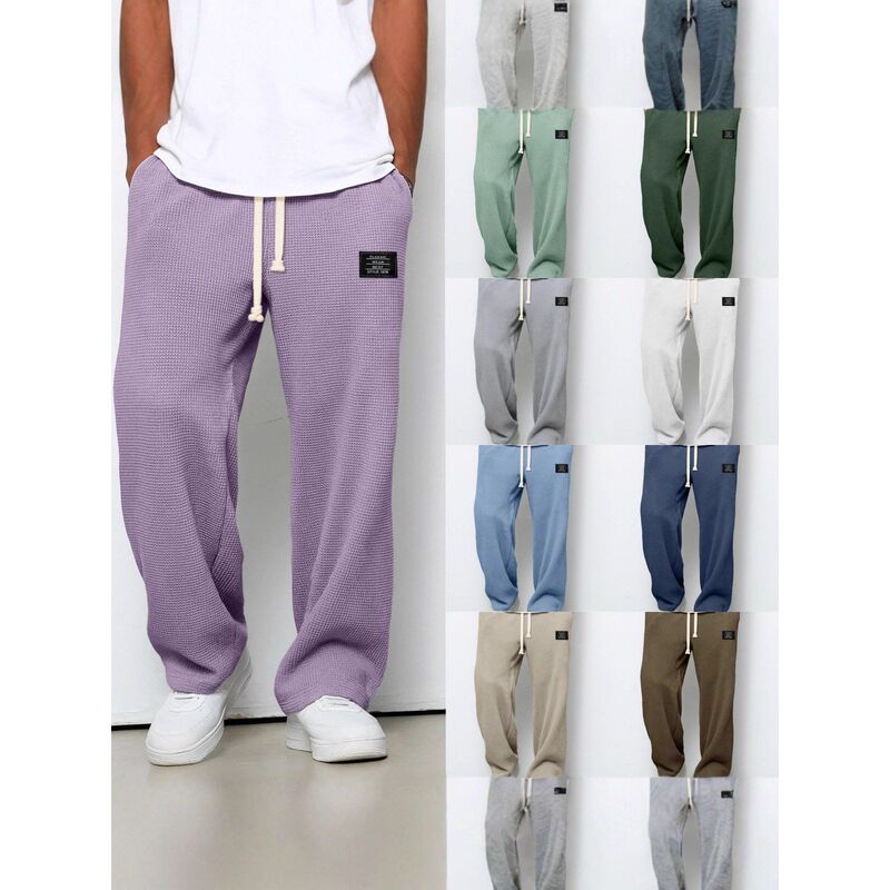 2025 European and American Cross-Border Amazon Spring and Autumn Trendy Brand Drapey Straight-Leg Sweatpants Wide-Leg Sports Casual Long Pants