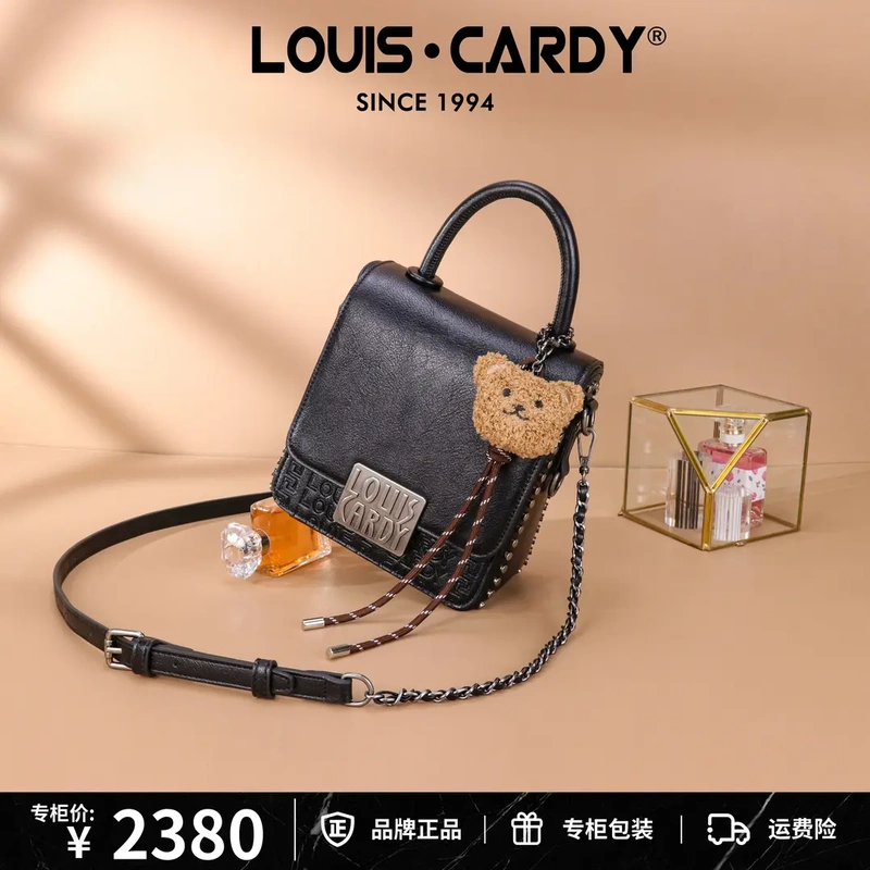 Louis Cardy Women's Bag with Embossed Stitching and Square Buckle, Handbag and Crossbody Bag with Logo, Gift Box Packaging for Girlfriend or Lover