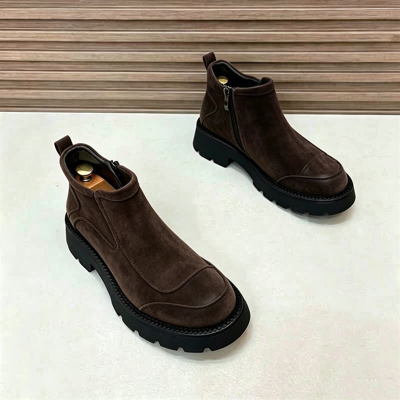 Giaro Guangzhou High-End Men's Chelsea Leather Boots New 2026 Autumn/Winter Trendy Versatile Height-Increasing Martin Boots
