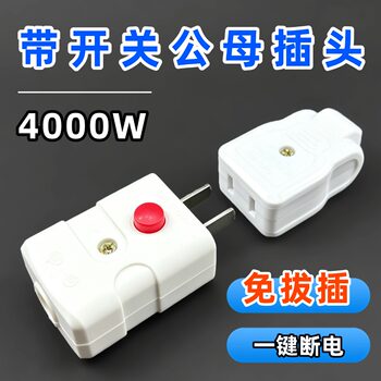 New 10a two-pin male and female plug with switch