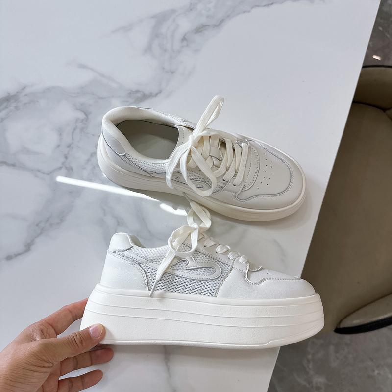 New Store V2D Women's Shoes with Thick Soles, Height-Increasing Mesh White Sneakers, New Summer Casual Sports Shoes for Women, Factory Direct