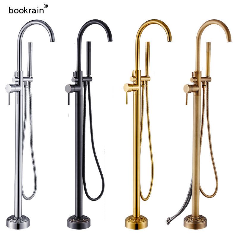 German Imported Floor-Standing Bathtub Faucet, Vertical Bathtub Faucet, Bathtub Water Inlet Accessories, Bathtub Edge Hot and Cold Water Faucet