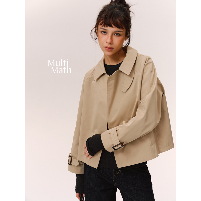 Multimath Little Ding Baoli/Modern City/Autumn Khaki Jacket Casual Loose Short Trench Coat for Women
