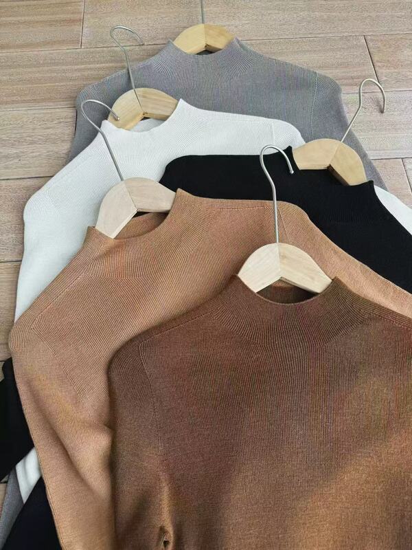 Tmall Some Items Are Not Available for Additional Orders, Pure Wool with Gold Thread, Half-High Collar Base Shirt, Soft and Comfortable
