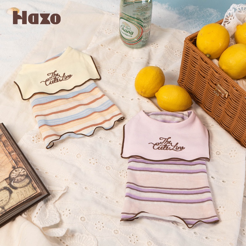 Hazo Original Striped Navy Shirt Pet Clothes Dog Vest Cat Trimmed Embroidery Contrast Color