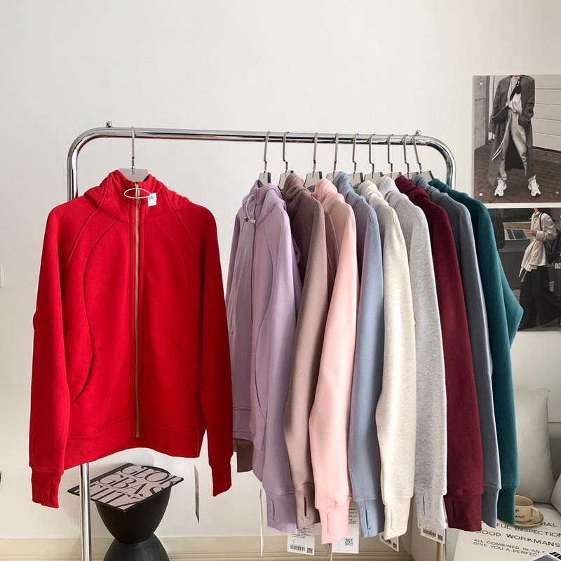 Skuba Slim-Fit Hooded Long Sports Fleece Jacket for Autumn and Winter, Warm for Fitness, Yoga, Casual Wear, and Running for Women