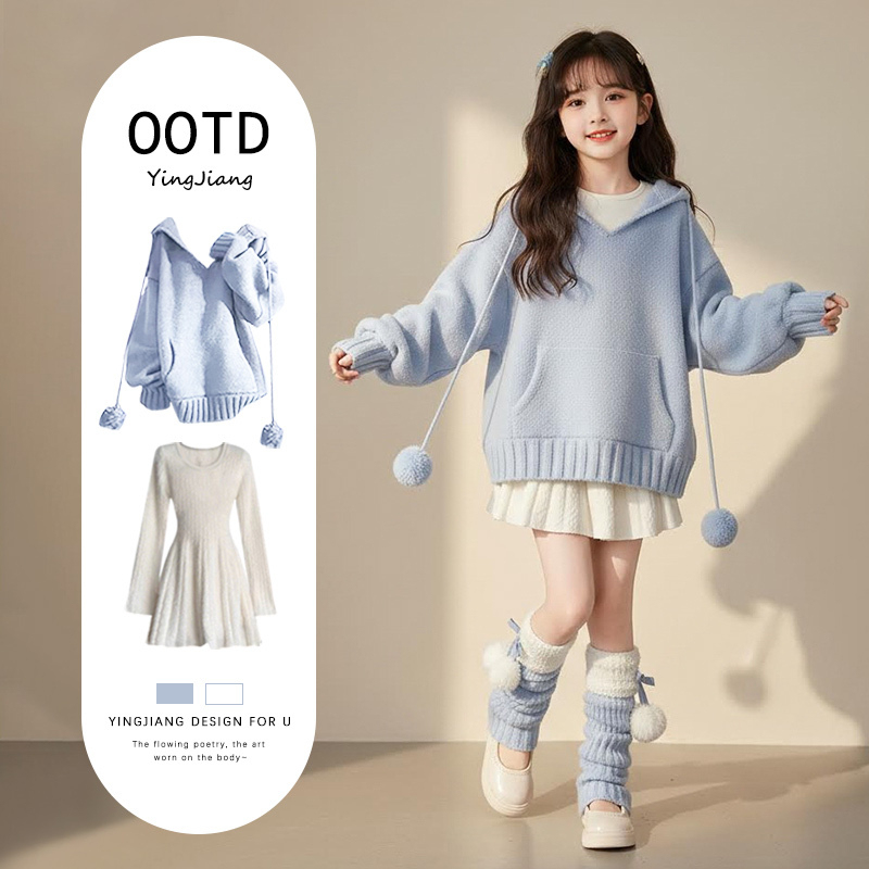 Girls' Stylish and Beautiful Winter Dresses 2026 New Style for Older Children, Middle School Students, Korean Style Sweater Outfits Girls' Stylish and Beautiful Winter Dresses 2026 New Style for Older Children, Middle School Students, Korean Style Sweater Outfits