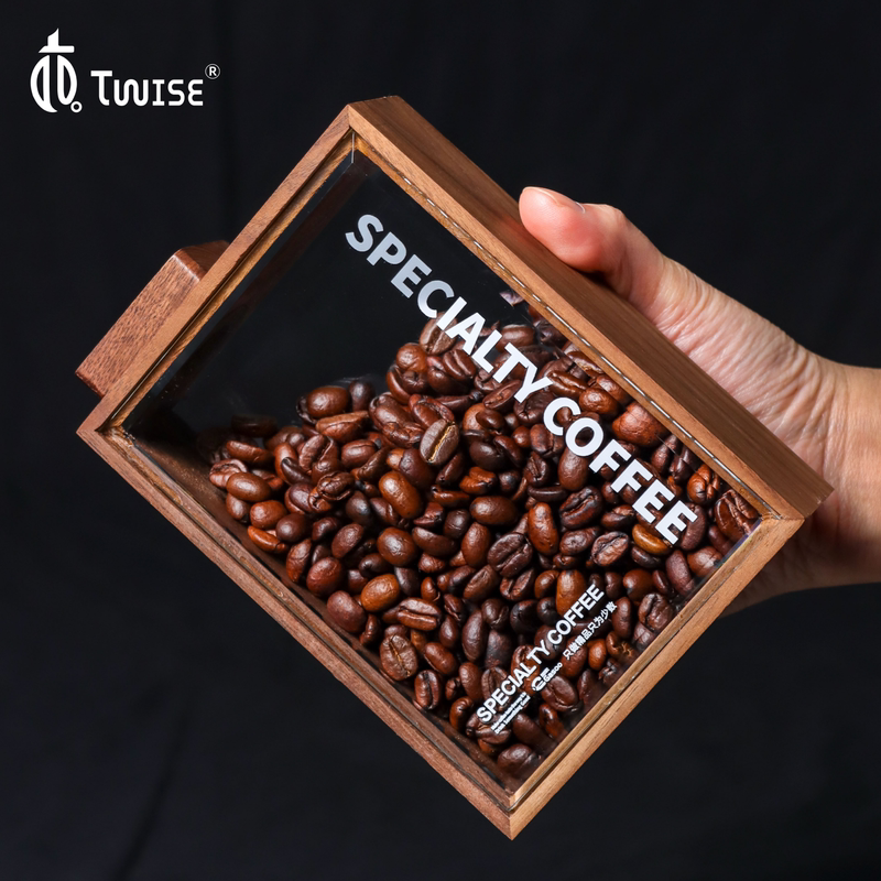 Twsie Coffee Bean Sealed Storage Display Jar Transparent Glass One-Way Exhaust Valve