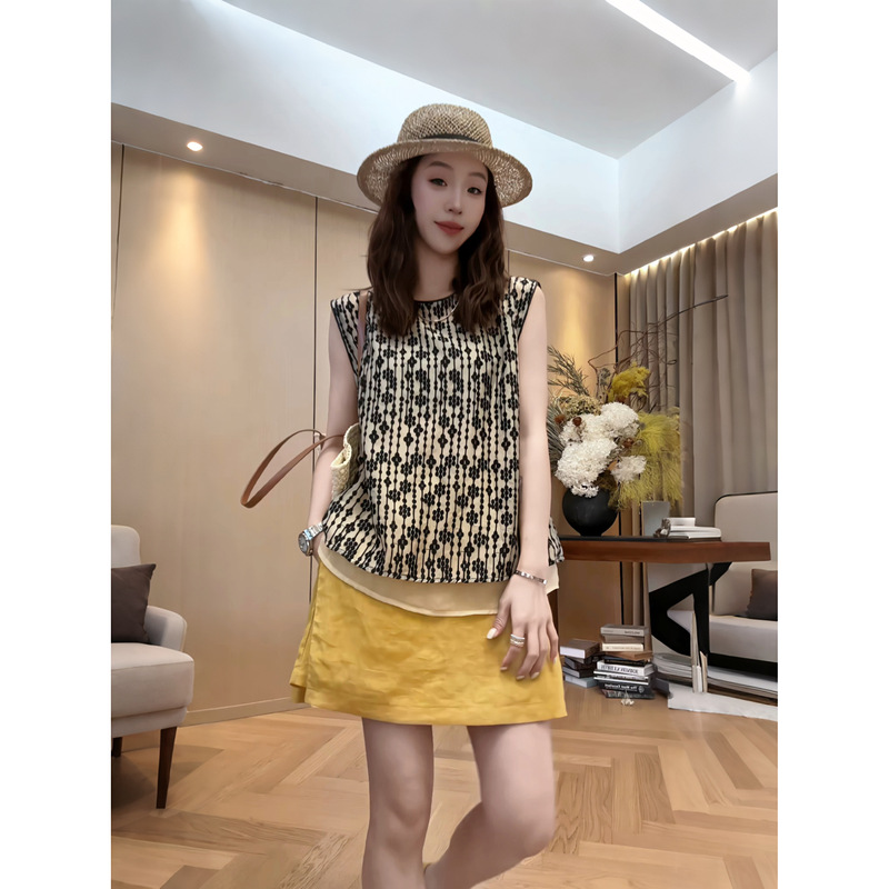 Little Quiet Girl [Double-Layer Embroidered Blouse] 2026 Summer New Versatile T-Shirt Top 2606D3742