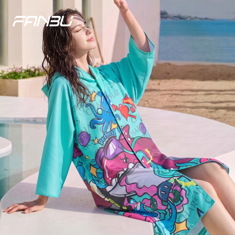 Fanbu Quick-Drying Bathrobe, Swimming, Diving, Beach Cape, Hooded Wearable Large Bath Towel, Windproof, Warm, for Changing Clothes Fanbu Quick-Drying Bathrobe, Swimming, Diving, Beach Cape, Hooded Wearable Large Bath Towel, Windproof, Warm, for Changing Clothes
