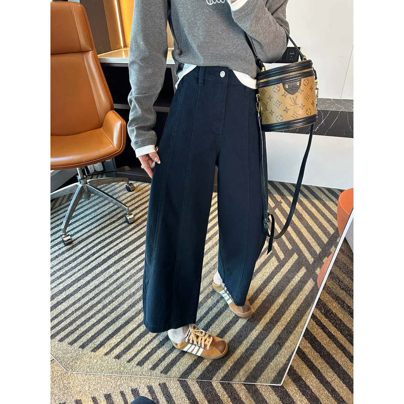 Nine-Point Curved Hem Jeans for Women, New Autumn Style, Plus Size, Petite, Stretchy, Loose, Hip-Covering, Slimming, Wide-Leg Pants Nine-Point Curved Hem Jeans for Women, New Autumn Style, Plus Size, Petite, Stretchy, Loose, Hip-Covering, Slimming, Wide-Leg Pants