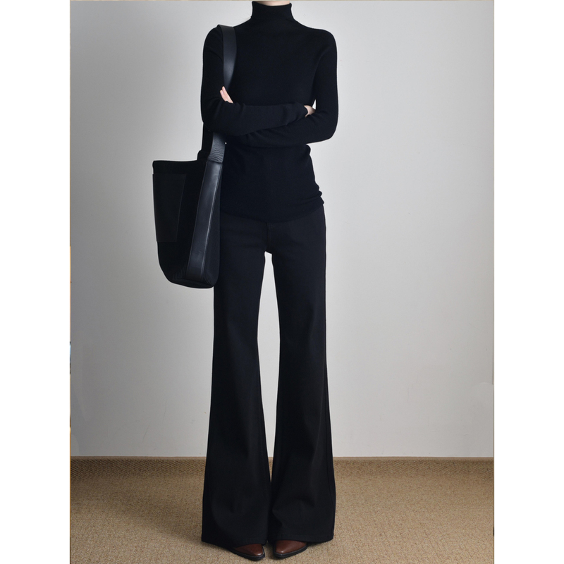 Black Flared Jeans for Women, Spring New Style, Plus Size, Petite, Loose Straight-Leg Floor-Length Pants