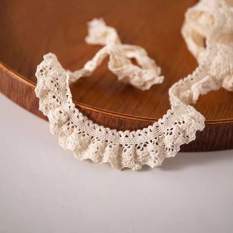 Cotton Thread Elastic Lace Trim Accessories Clothing Materials Decoration Handmade DIY Collar and Skirt Materials Width 2.5cm