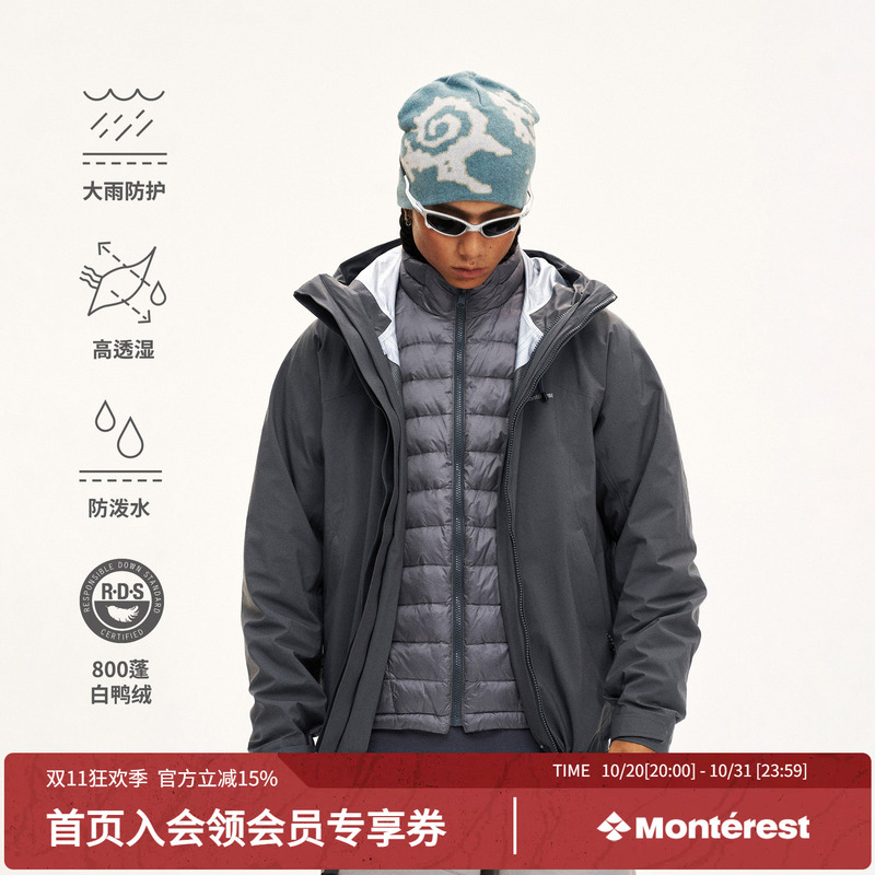 Monterest Outdoor 3-in-1 White Duck down Jacket Waterproof High Breathability Jacket for Men Monterest Outdoor 3-in-1 White Duck down Jacket Waterproof High Breathability Jacket for Men