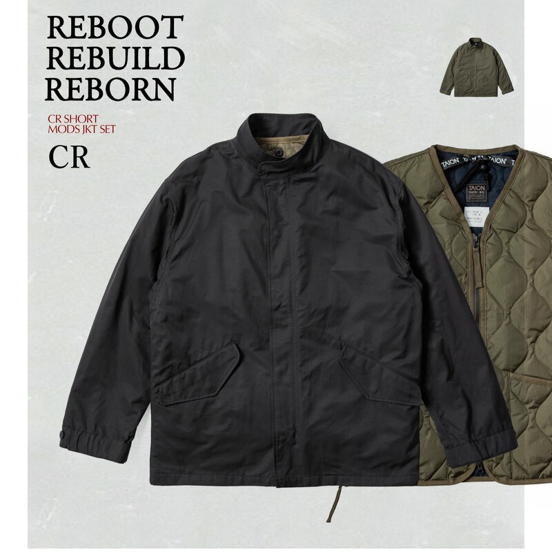 Taion Body Temperature Detachable 2-in-1 Jacket Set with down Liner, Cotton-Nylon Blend Military Style Short Jacket