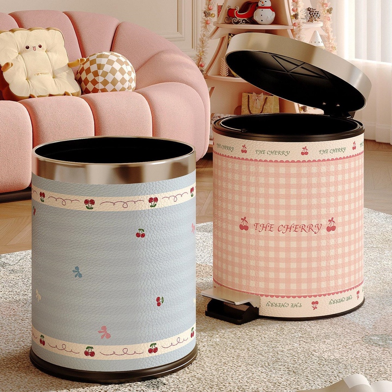 Cute Pink Large Trash Can for Girls' Bedroom, High Aesthetic Value, Thickened Trash Bin for Home, Living Room, and Kitchen Cute Pink Large Trash Can for Girls' Bedroom, High Aesthetic Value, Thickened Trash Bin for Home, Living Room, and Kitchen