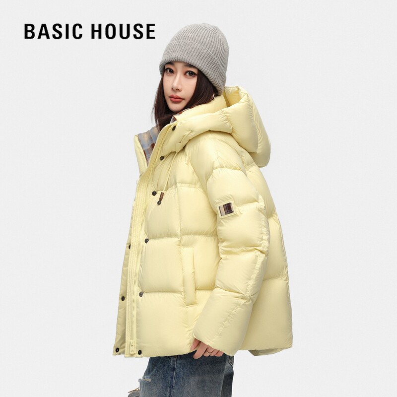 Baijiahao Plaid Patchwork down Jacket for Women 2025 Winter New Casual Hooded Puffer Jacket Exclusive Warm Coat