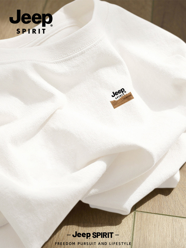 Jeep Pure Cotton Men's Long-Sleeve T-Shirt 2026 Summer Top Short-Sleeve T-Shirt Men's Clothing Base Shirt
