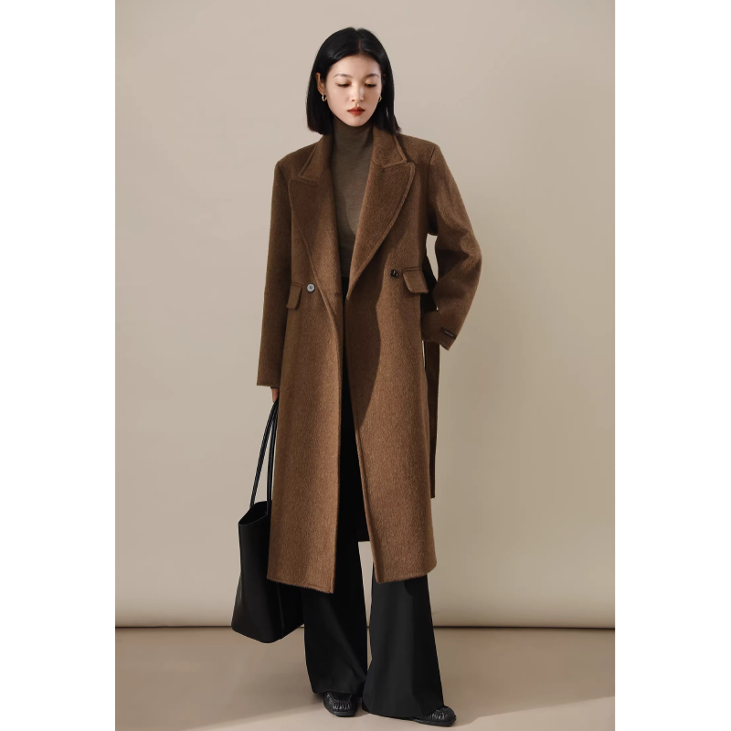 Xiaohan Pavilion Melard Autumn and Winter High-End Wool Camel Hair Elegant Woolen Coat Dyh696016Vl Xiaohan Pavilion Melard Autumn and Winter High-End Wool Camel Hair Elegant Woolen Coat Dyh696016Vl