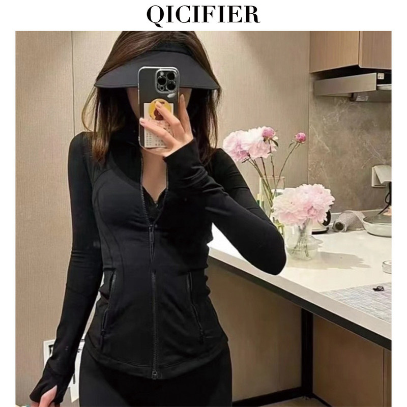 【Qicifier】'Paper Code' New Slimming Full-Zip Hooded Yoga Jacket 2240