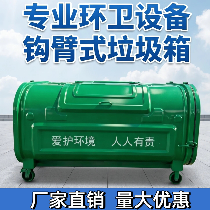 Outdoor Sanitation Hook-Arm Garbage Bin, Detachable Carbon Steel Stainless Steel Large 3-Cubic Meter Metal Garbage Transfer Container Outdoor Sanitation Hook-Arm Garbage Bin, Detachable Carbon Steel Stainless Steel Large 3-Cubic Meter Metal Garbage Transfer Container