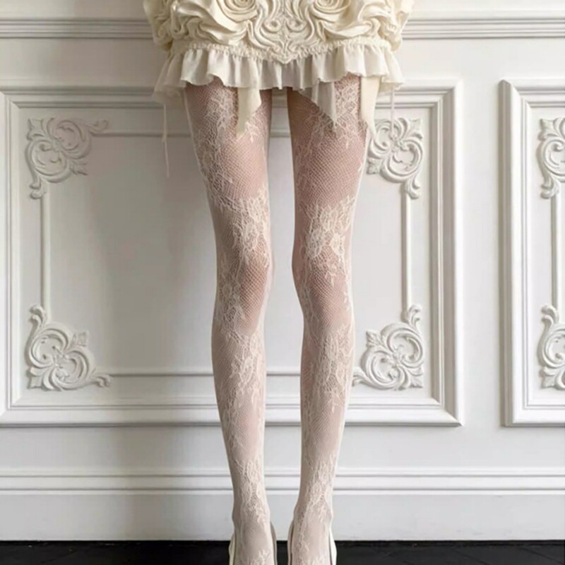 Korean Uamtor White Lace Stockings for Women, New Summer Style, Atmospheric, Sexy, Pure Desire, Anti-Snag Lace Stockings Korean Uamtor White Lace Stockings for Women, New Summer Style, Atmospheric, Sexy, Pure Desire, Anti-Snag Lace Stockings