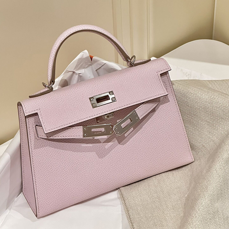 Fully Handmade Waxed Thread New Second-Generation Kelly Bag Mini Genuine Leather Ep Palm Grain Cowhide Single Shoulder Crossbody Birkin Bag for Women