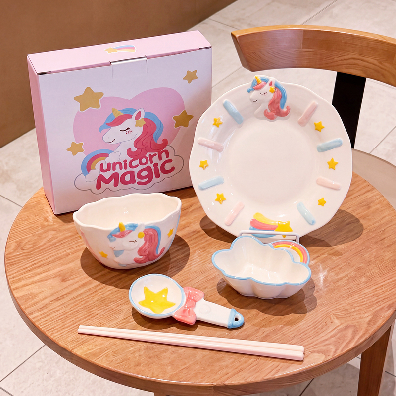 New Ceramic Rice Bowls, Plates, Spoons, Chopsticks, Cute Household Personal Dining Set for One Person, Special Tableware Gift Set New Ceramic Rice Bowls, Plates, Spoons, Chopsticks, Cute Household Personal Dining Set for One Person, Special Tableware Gift Set