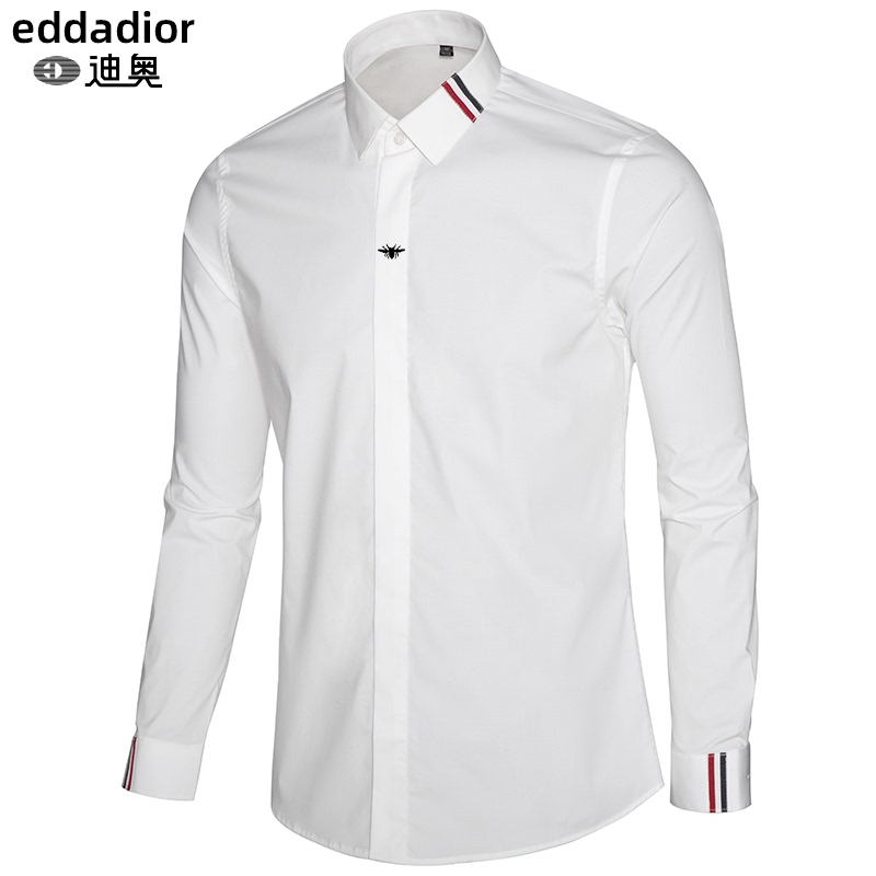 Dior Men's Long-Sleeved Shirts, High-End Business Casual New Style, Three-Color Light Luxury Spring Slim-Fit White Shirts, Men's Short-Sleeved Shirts