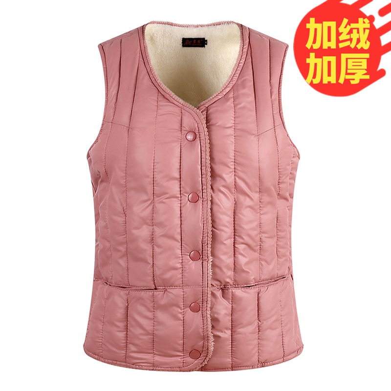 2022 winter down cotton vest women's plus velvet inner wear short slim fit warm vest vest middle-aged and elderly mother vest