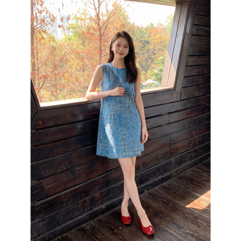 Aiwenwen Iris Baijiatu 26 Summer "93 Tencel 7 Linen" Bohemian Totem Dress 26Lyq