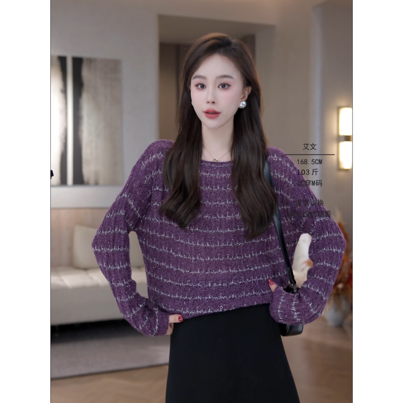 Aiwenwen Iris Daisy 26 Autumn New Wool Tencel Baby Camel Knit Sweater Top for Women, Lazy and Versatile Sweater