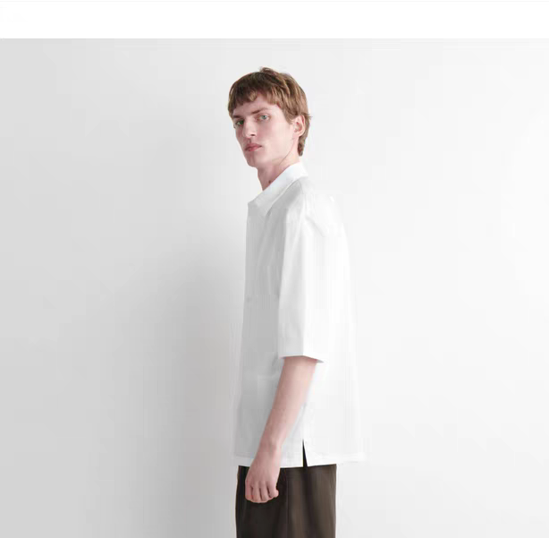 C*S Men's Casual Cotton Short-Sleeved Shirt White 2026 Summer New Product