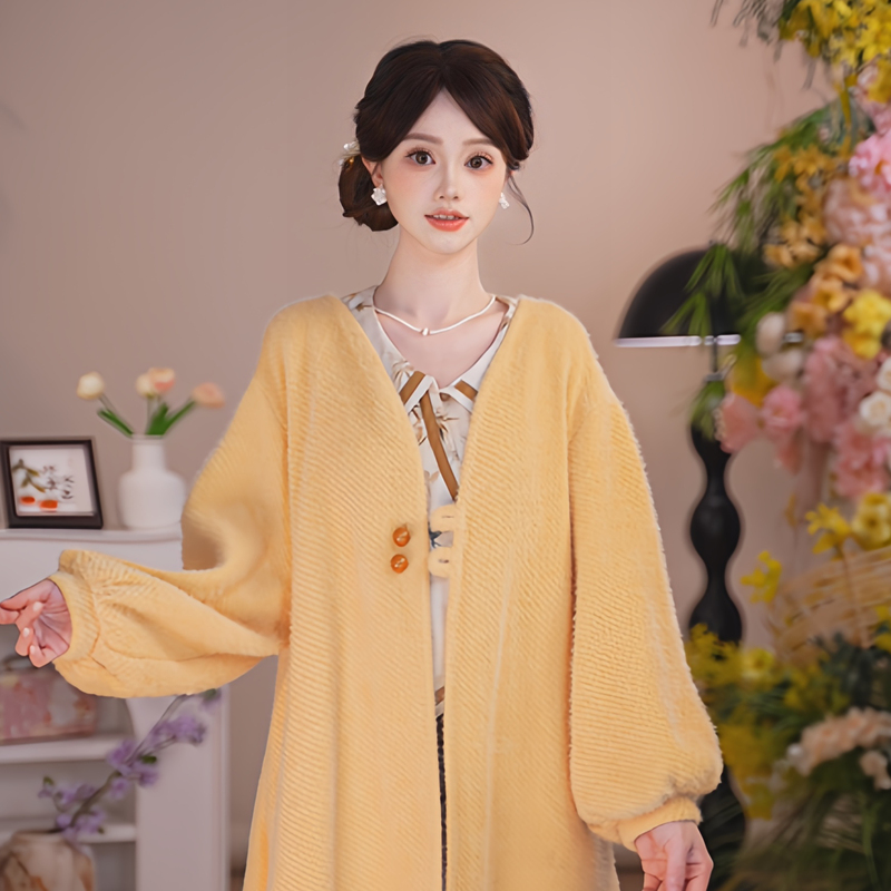 Yaoxi [Ginkgo/Ballroom Dance] Original Hanfu-Style Mid-Length, Casual, Versatile, Long-Sleeved, Loose-Fitting Jacket