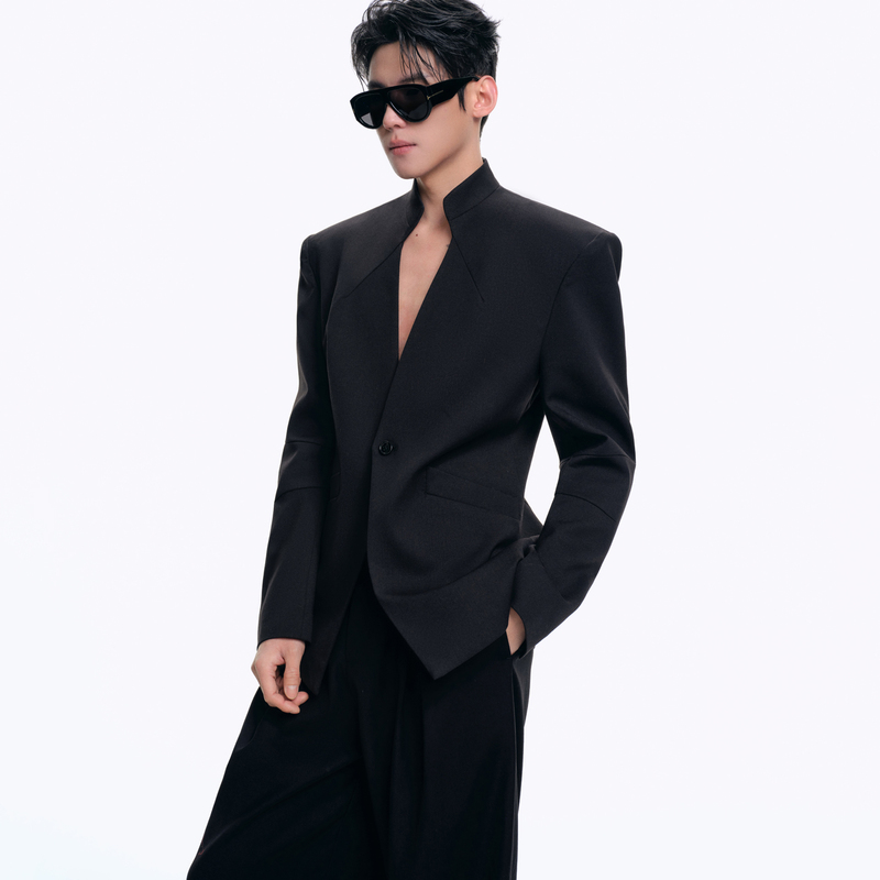 Nobu 「Rosnac Series」Spring and Summer Original Fine Wool V-Neck Design Waist-Cinching Blazer