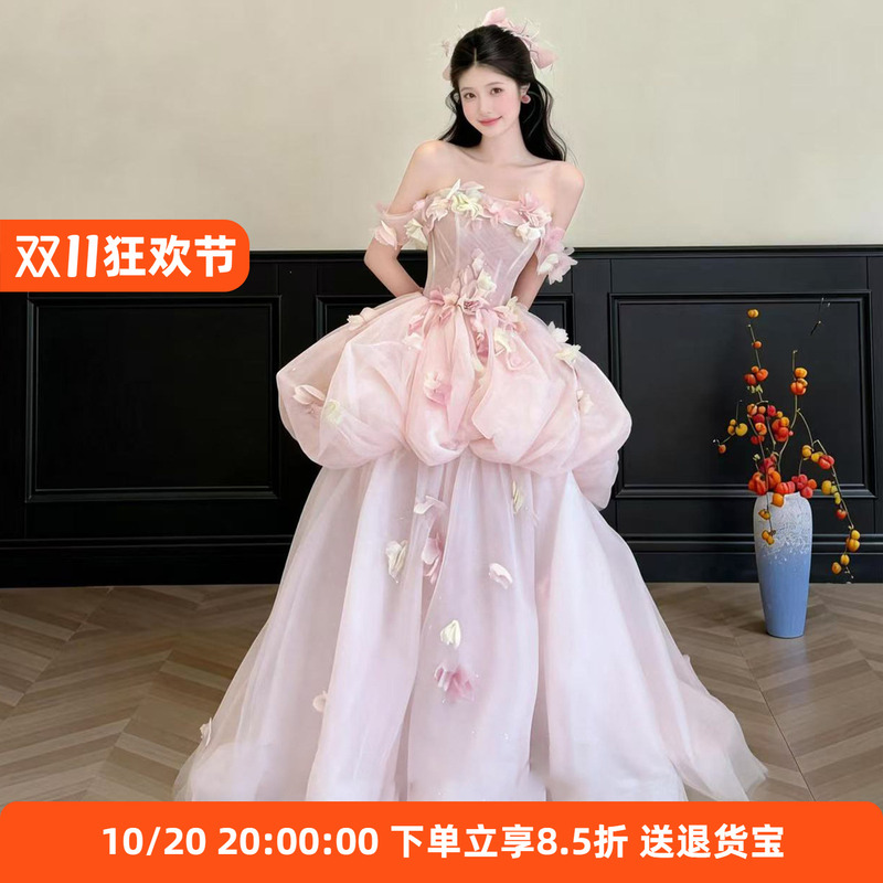 Pink Evening Dress for Women, High-End and Luxurious, 18-Year-Old Birthday Coming-Of-Age Ceremony Girl's Princess Dress, Dressing Gown, Bride's Toast Dress Pink Evening Dress for Women, High-End and Luxurious, 18-Year-Old Birthday Coming-Of-Age Ceremony Girl's Princess Dress, Dressing Gown, Bride's Toast Dress