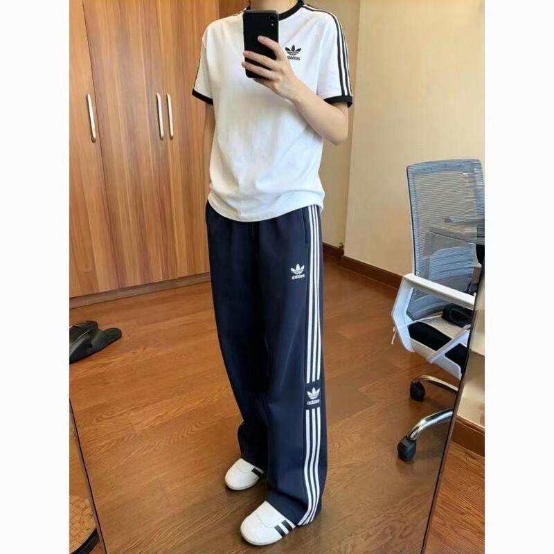 Song Yuqi Style Spring, Summer, and Autumn Trendy Unisex Loose Casual Versatile Breathable Cotton Wide Straight-Leg Pants