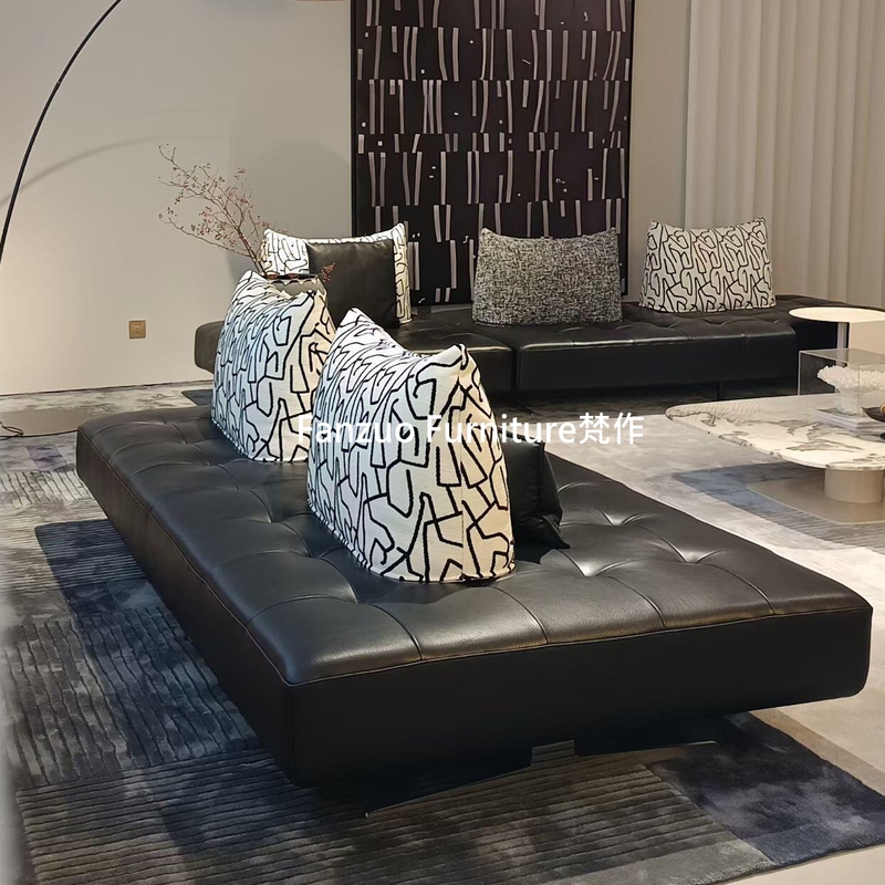 Italian Minimalist Living Room Double-Sided Prado Modular Sofa for Small Apartments, Freely Combinable, Genuine Leather Sofa