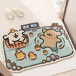 Cartoon Bathroom Soft Diatom Mud Floor Mat, Water-Absorbent, Non-Slip Mat, Quick-Drying, Entrance Door, Bathroom Carpet, Easy to Clean