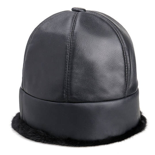 Mink Fur Hat for Men, Middle-Aged and Elderly, Landlord Hat, Winter Ear-Protecting Mink Fur Emperor Hat, Fur Sheepskin Whole Mink Cotton Hat