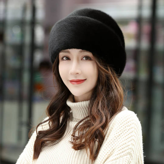 [Clearance] Mink Fur Hat for Women, Winter, Middle-Aged and Elderly, Full Mink Fur, Ear Protection, Warm, Fashionable Mink Fur Hat
